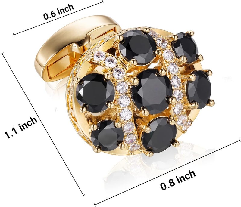 HAWSON Cufflinks for Men, Gold Diamond Crystal Cufflinks for Groom Husband Personalized Gifts, Mens Formal Wedding Business Cufflinks, Luxurious Gorgeous Cuff Links French Shirt Accessories - Image 3